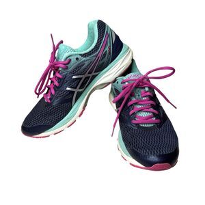 ASICS Gel-Cumulus 18 Womens 8.5 Blue Glow Pink Teal Athletic Running Shoes T6C8N